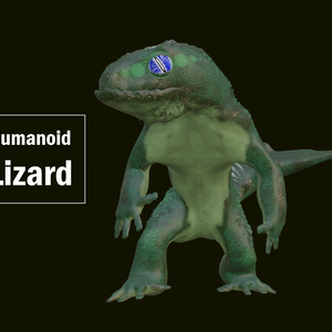 Green and Purple Humanoid Lizard || 緑と紫の人型トカゲ Low-poly 3D model
