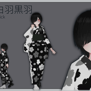 ソルシエル素体想定衣装「和服_白羽黑羽」