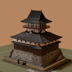 犬山城風・望楼型和風天守閣 3Dモデル【FBX／ベイク済みPBR】