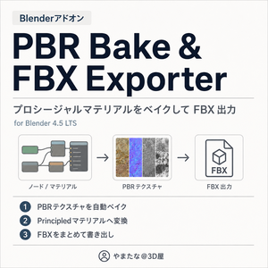 【Blenderアドオン】PBR Bake & FBX Exporter｜複雑なマテリアルをベイクしてFBX出力