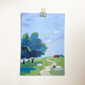 【2023カレンダー】12か月の風景のイラストレーションカレンダー【A5サイズ】