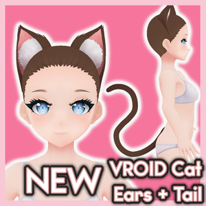 𝗡𝗘𝗪 【Vroid】Cat ears and tail / 猫耳と尻尾