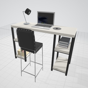 3dモデル　パソコン　デスク　作業台
