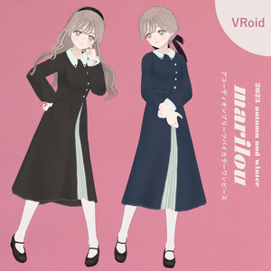【VRoid正式版】アコーディオンプリーツバイカラーワンピース　2色セット