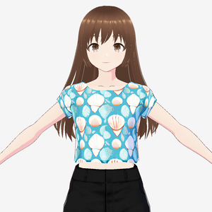 [vroid] - ブルーシーシェルTシャツ / Light Sky Blue Sea Shell Tee