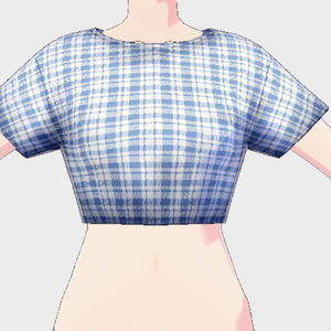 [vroid] - 半袖Tシャツ/ Short Sleeve Mini Tee (Blue Plaid)