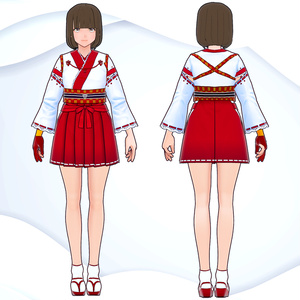 [VRoid1.0][FREE]ミニ丈フリル巫女装束セット