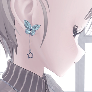 【VRChat想定】ジュエル蝶ピアス 缩略图 3