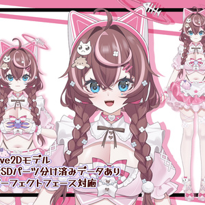 【汎用LIVE2Dモデル】かわいい！猫娘　Pink Cat「VtuberStudio対応」高品質