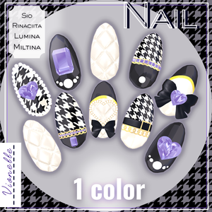 【置くだけ装着！】千鳥格子ジュエルネイル　＊Nail : 1Color 