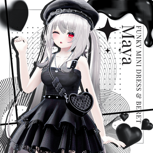 【MAYA】 Funky mini dress & beret & bag