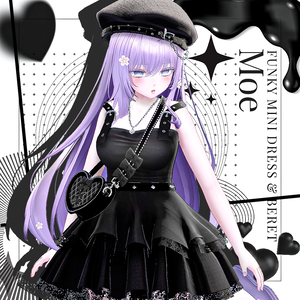 【MOE】 Funky mini dress & beret & bag