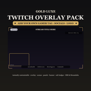 Gold Luxe Animated Twitch Overlay Kit / ゴールドラグジュアリー
