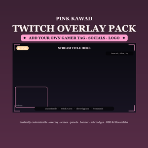 Pink Kawaii Twitch Overlay Kit / ピンクかわいい