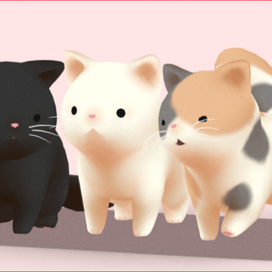 Chonky Cat Trio 3Dモデル VRChatアバ 3D Model fbx