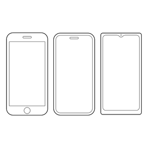 スマホの線画イラスト素材 3点セット