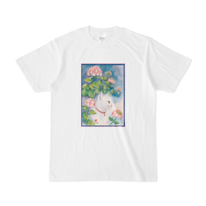 猫と紫陽花