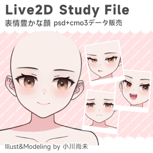 【学習用Live2Dデータ】表情豊かな顔（psd+cmo3+moc3データ）