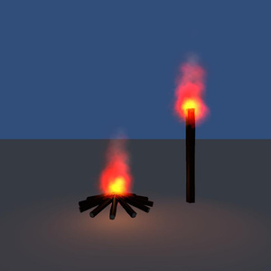 【無料】３D素材エフェクト「火」＆３D素材「枝」セット