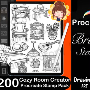 200 Cozy Room Creator Stamp Brushes / Isometric Furniture Pack (お部屋・家具ブラシセット)