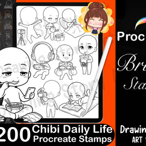 ミニキャラ日常ポーズスタンプ 200種セット (200 Chibi Daily Life Pose Stamps)