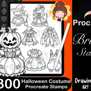 ミニキャラ ハロウィンコスチュームスタンプ 300種セット (300 Chibi Halloween Costume Stamps)