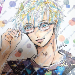 【原画】マステ絵 メガネ男子 アナログイラスト