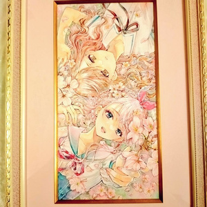 手描きイラスト オリジナル 「枝垂桜のカーテン」 原画 創作