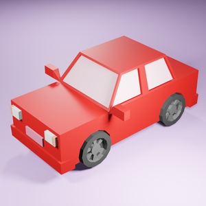 「３Dモデル」赤いLOY POLY車
