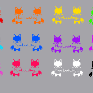 【配信素材】ローディング素材 キツネver 12色セット/無料版あり(白＆黒)【ドット絵】