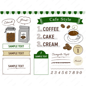カフェスタイルのシンプルなあしらいフレーム イラスト コーヒー