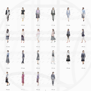 学校 先生 建築CGパース用人物添景 イラスト素材セット　　70カット