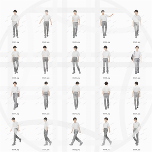 中学生制服 建築CGパース用人物添景 イラスト素材セット　　60カット