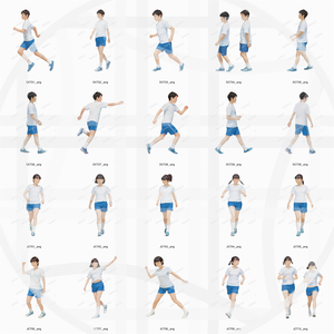 中学生体操服 建築CGパース用人物添景 イラスト素材セット　　60カット