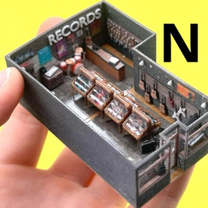Nゲージ　1/150 レコードショップ　ミニチュア　ジオラマ　ジオコレに　住宅模型　ストラクチャー　３D　ドールハウス　３Dプリンター　ミニチュアイメージ