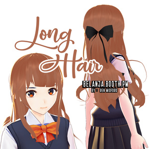 Hair 【Vroid】ヘアプリセット || VRoid Long Hair with Bang Black Ribbon ヘア