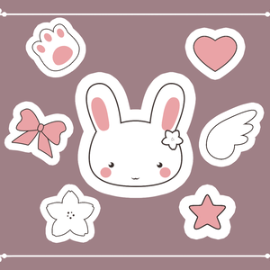 かわいいウサギステッカー（ピンク）インタラクティブオーバーレイ（Twitch / OBS）