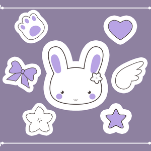 かわいいウサギステッカー（パープル）インタラクティブオーバーレイ（Twitch / OBS）