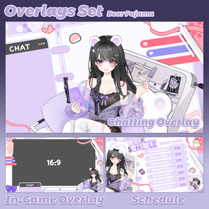  [Vtuber overlay] Bear Pajama overlays