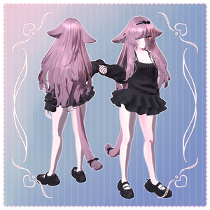 〖5アバター対応〗 Cherish ♡ Hair+Ears+Tail 【VRChat用ヘア+アクセサリー モデル】 缩略图 2