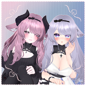 〖5アバター対応〗 Cherish ♡ Hair+Ears+Tail 【VRChat用ヘア+アクセサリー モデル】 缩略图 5