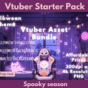  ハロウィンVtuberスターターパック！ 10x Vtuber 背景 + 1x Vtuber ゲーミングチェア + 1x アニメーション背景、Vtuber アセット パック、居心地の良いオーバーレイ、Vtuber のコレクション