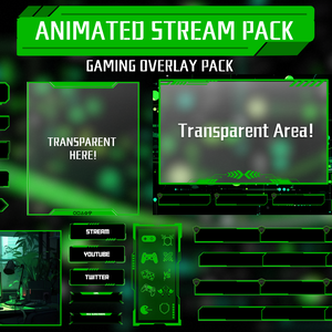 【VTuber向け】【YouTube/Twitch】Green Gaming Stream Overlay ✨│配信用