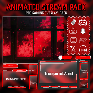 【VTuber向け】【YouTube/Twitch】Red Gaming Stream Overlay ✨│配信用