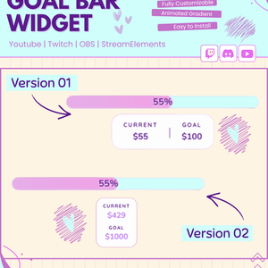 【VTuber向け】【YouTube/Twitch】目標バーウィジェットセット✨│ストリーミング用