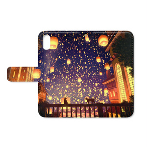 手帳型iPhoneケース - iPhone XS / X - ストラップ穴 あり【ベネチアンコムローイの夜】