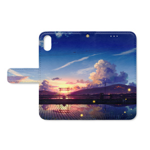 手帳型iPhoneケース iPhone XS / X - ストラップ穴 あり【新田の夕暮れ】
