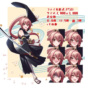 【無償版あり】刀を構えた子の立ち絵【表情差分10種orPSD】