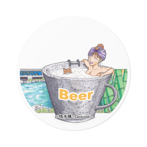 おふろカフェ　ステッカー 　〇型　約85mm　～素敵なおねえさんシリーズ～　【受注生産】