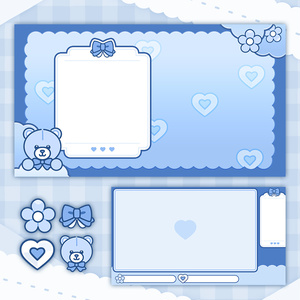 【フリー素材】水色系かわいいサブスクバッジ・配信画面
